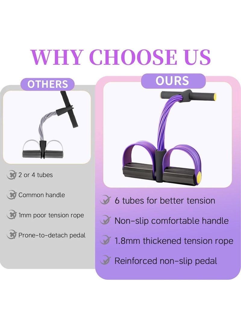 Pedal Resistance Bands with Handles, Upgrade 6-Tubes Manual Tension Training Pedal, Natural Rubber Foot Pedal Resistance Bands, Multifunction Fitness Bands for Abdomen, Waist, Arm, Leg - Image 3